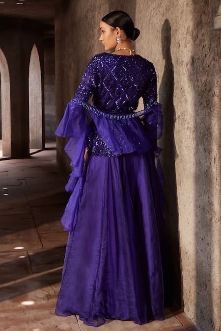 Nidhika Shekhar Jamuni Jalsaa Geometric Embroidered Kurta Sharara Set