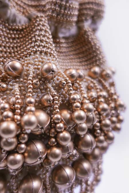 Versuhz_Gold Beads The Grapes Potli Bag _Online_at_Aza_Fashions