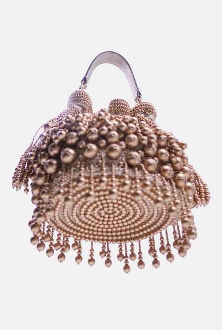 Shop_Versuhz_Gold Beads The Grapes Potli Bag _Online_at_Aza_Fashions