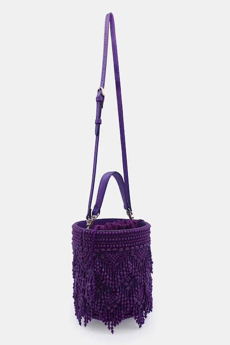 Versuhz Dangling Chevron Beads Potli Bucket Bag 