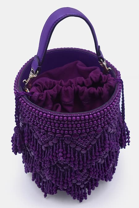Shop_Versuhz_Purple Beads Dangling Chevron Potli Bucket Bag _Online_at_Aza_Fashions