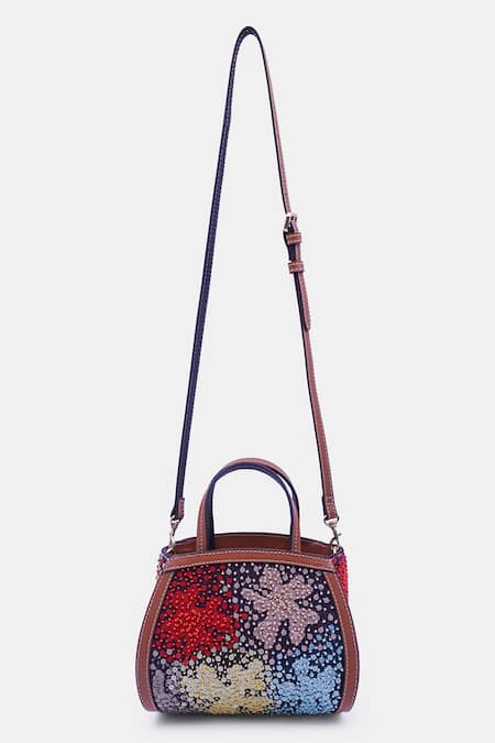 Versuhz Sequin Flora Embellished Mini Tote Bag 