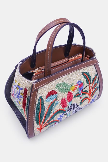 Versuhz_Yellow Beads Micro Forest Mini Tote Bag _Online_at_Aza_Fashions