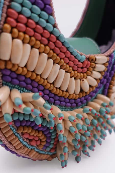 Shop Versuhz Multi Color 3d Wooden Bead Embellished Clutch Online at Aza Fashions Shop_Versuhz_Multi Color 3d Wooden Bead Embellished Clutch_Online_at_Aza_Fashions