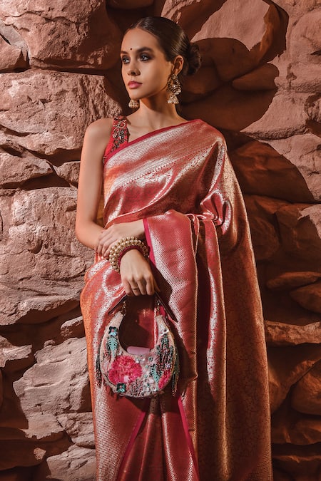 VERSUHZ Pink Sequin New Moon Gullista Embellished Clutch Bag