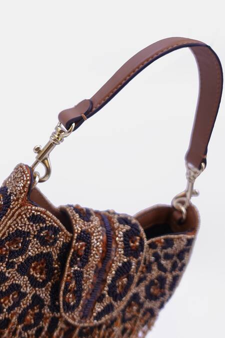 Buy Versuhz Brown 3d Bead Leopard Fringe Embellished Crossbody Sling Bag Online at Aza Fashions Buy_Versuhz_Brown 3d Bead Leopard Fringe Embellished Crossbody Sling Bag_Online_at_Aza_Fashions