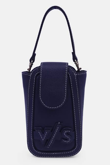 Versuhz Blue Thread Navy Versus 3d Embroidered Waistbelt Bag Online at Aza Fashions Versuhz_Blue Thread Navy Versus 3d Embroidered Waistbelt Bag_Online_at_Aza_Fashions