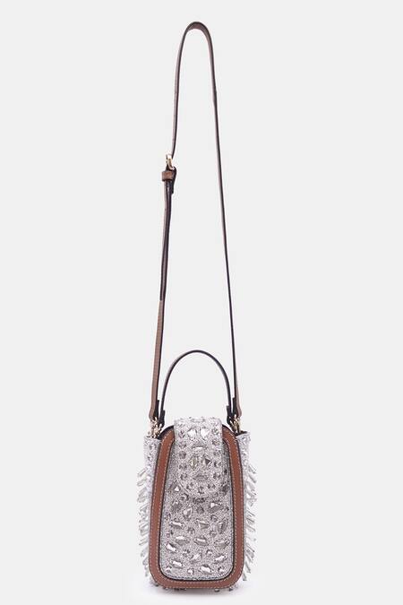 Shop Versuhz Grey Resin Stone Embellished Waistbelt Bag Online at Aza Fashions Shop_Versuhz_Grey Resin Stone Embellished Waistbelt Bag_Online_at_Aza_Fashions