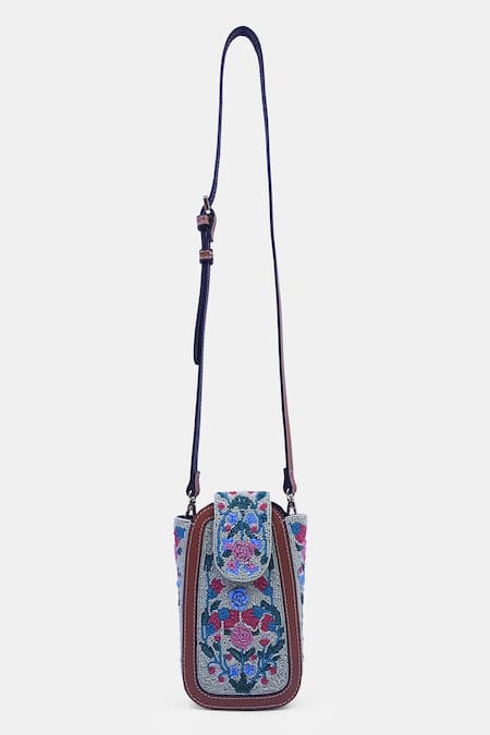 Versuhz Grey Sequin Bead Embellished Waist Belt Bag 