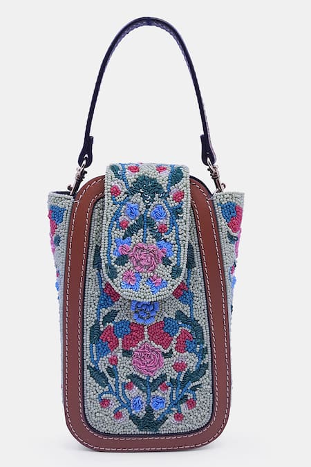 Versuhz Gray Bead Grey Sequin Embellished Waist Belt Bag Online at Aza Fashions Versuhz_Gray Bead Grey Sequin Embellished Waist Belt Bag _Online_at_Aza_Fashions