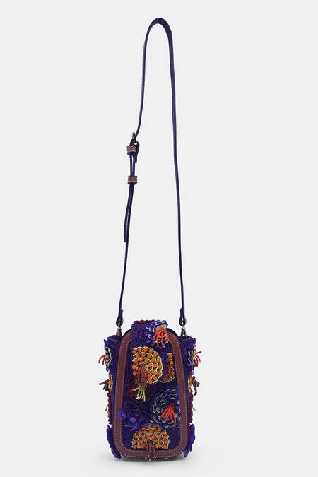 Buy_Versuhz_Purple Bead Viola Embellished Waist Belt Bag _Online_at_Aza_Fashions