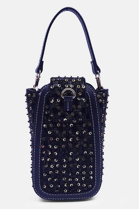Shop Versuhz Black Bead Embellished Gold Waist Belt Bag at Aza Fashions Shop_Versuhz_Black Bead Embellished Gold Waist Belt Bag_at_Aza_Fashions