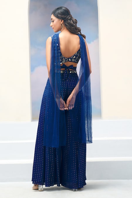 Silky Bindra X AZA Alkina Stars & Moon Embroidered Blouse Palazzo Set 