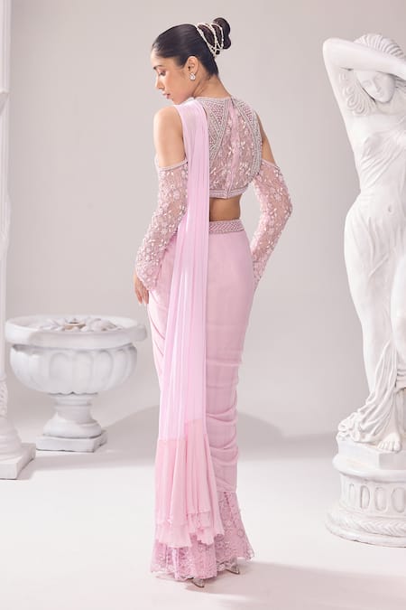 Jade By Ashima Alma Ring Pre-Draped Saree With Embellished Blouse 