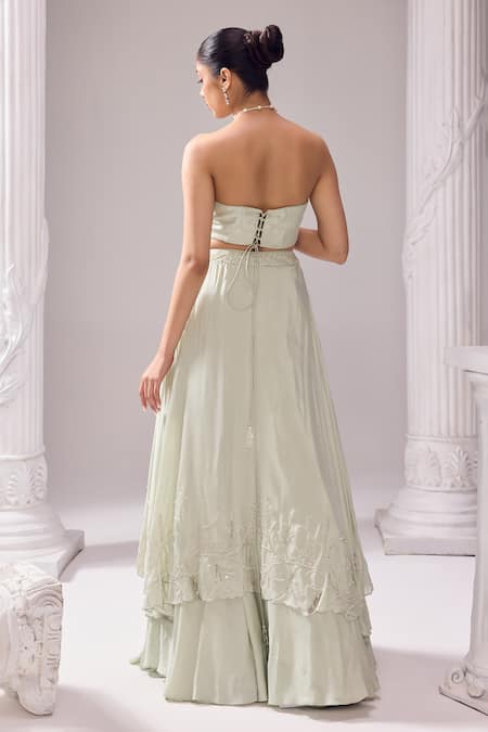 Jade By Ashima Austin Layered Embroidered Draped Lehenga Set 