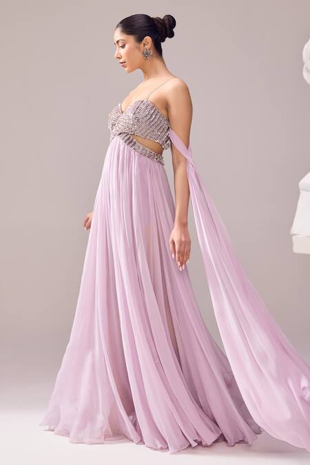 Jade By Ashima Purple Silk Sequins Sweetheart Neck Clara Aari Embroidered Gown Online at Aza Fashions Jade By Ashima_Purple Silk Sequins Sweetheart Neck Clara Aari Embroidered Gown _Online_at_Aza_Fashions