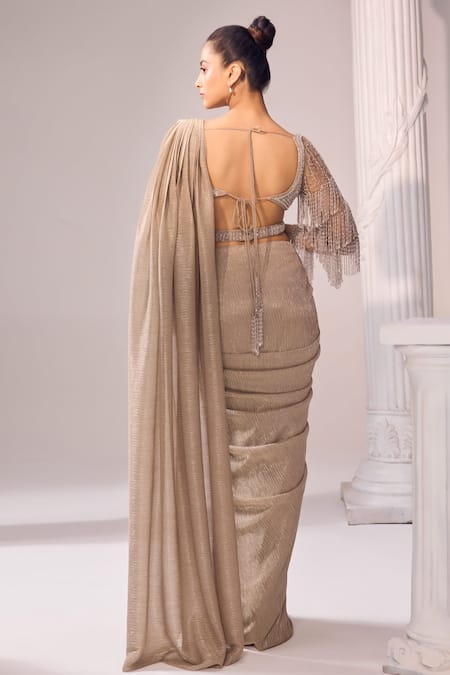 Jade By Ashima Glits Metallic Embroidered Saree With Blouse 