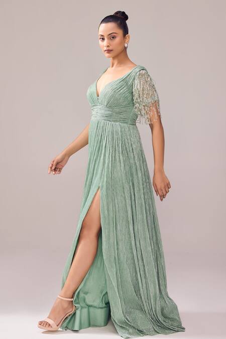 Buy_Jade By Ashima_Green Silk Tassels Sweetheart Neck Glory Crystal Embroidered Gown _Online_at_Aza_Fashions