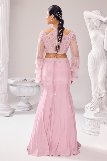 Jade By Ashima Harmony Fishcut Placement Embroidered Lehenga & Blouse Set 