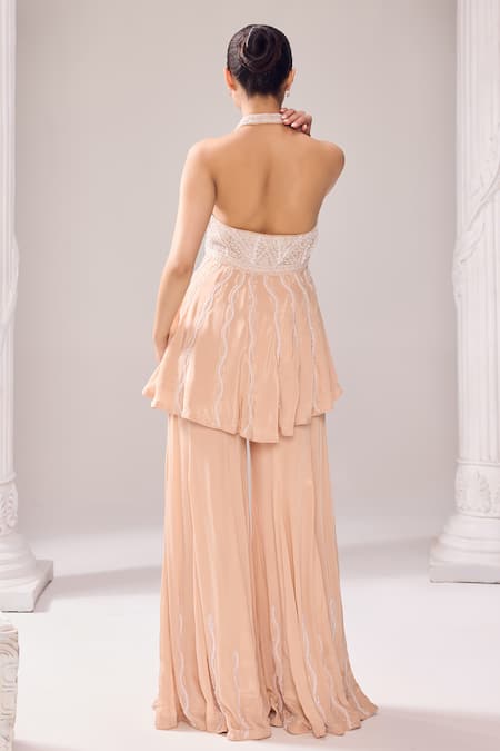 Jade By Ashima Hiley Embroidered Peplum Top & Sharara Set 