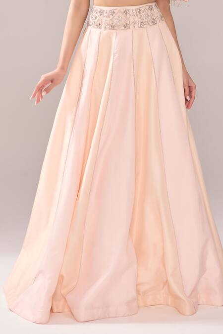 Jade By Ashima_Pink Oxford Pearls, Crystals, Cut Work, Embroidery Margaret Cape Lehenga Set _Online_at_Aza_Fashions