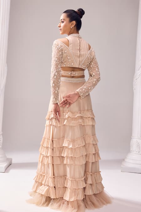 Jade By Ashima Mollie Halter Neck Embroidered Crop Top & Skirt Set 