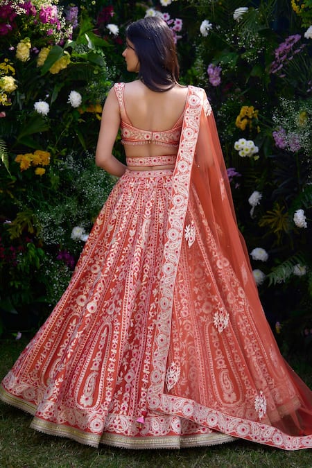 Shyam Narayan Prasad Thread Embroidered Blouse Lehenga Set 