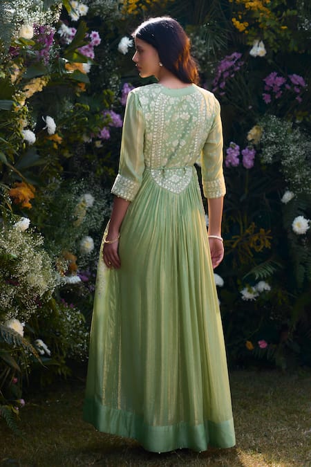 Shyam Narayan Prasad Floral Embroidered Anarkali Pant Set 