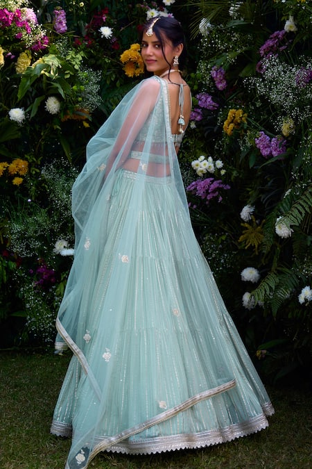 Shyam Narayan Prasad Floral Patchwork Brocade Lehenga Set 