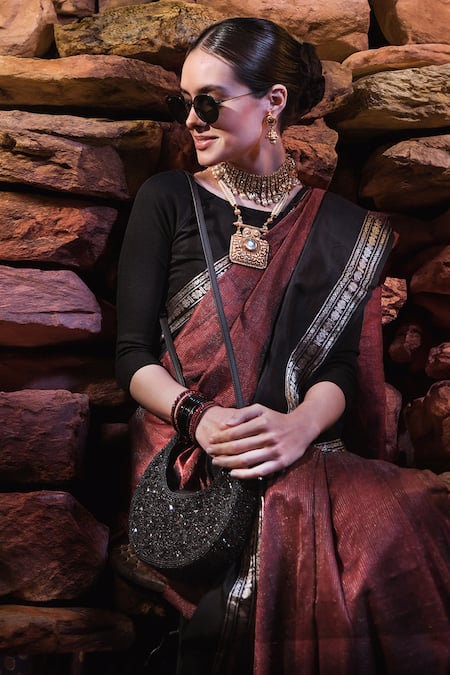 Versuhz Black Bead The New Moon Shaped Mini Crossbody Bag Online at Aza Fashions Versuhz_Black Bead The New Moon Shaped Mini Crossbody Bag _Online_at_Aza_Fashions