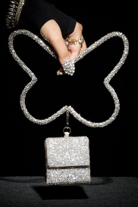 Shop_Ozel_Silver Crystal Embellished Charm Bag _Online_at_Aza_Fashions
