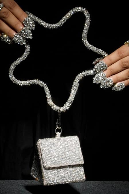 Ozel Crystal Embellished Charm Nano Bag 