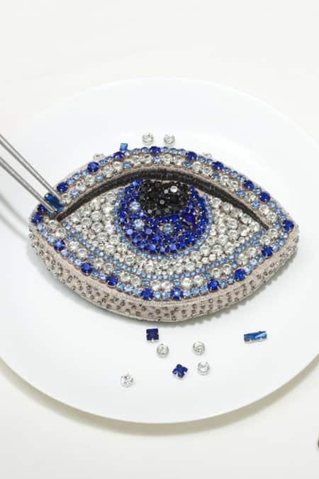 Ozel Evil Eye Arm Candy Embellished Clutch 