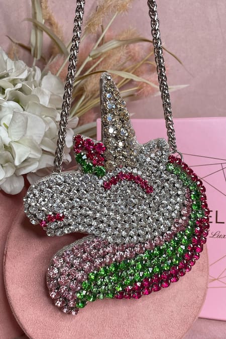 Ozel Unicorn Rhinestone Studded Mini Bag 