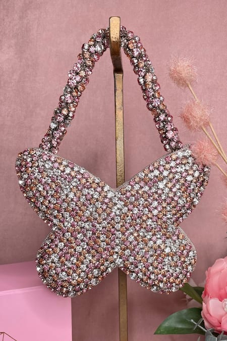 Ozel Butterfly Rhinestone Studded Mini Bag 