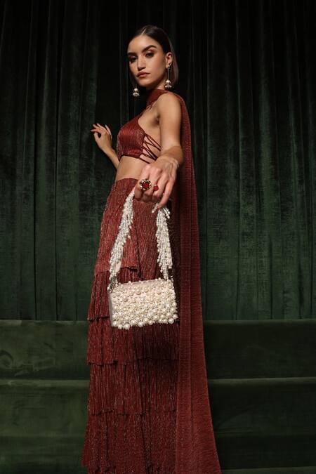 Buy Ozel Beige Pearls Bijoux Embellished Mini Flap Bag Online at Aza Fashions Buy_Ozel_Beige Pearls Bijoux Embellished Mini Flap Bag _Online_at_Aza_Fashions