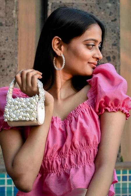 Shop Ozel Beige Pearls Bijoux Embellished Mini Flap Bag Online at Aza Fashions Shop_Ozel_Beige Pearls Bijoux Embellished Mini Flap Bag _Online_at_Aza_Fashions