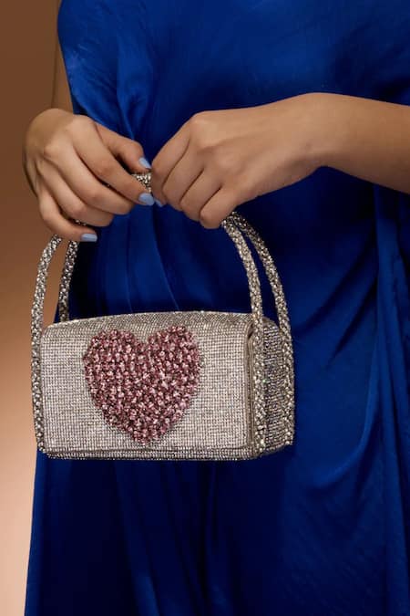 Ozel Hotfix Heart Embellished Flap Bag 