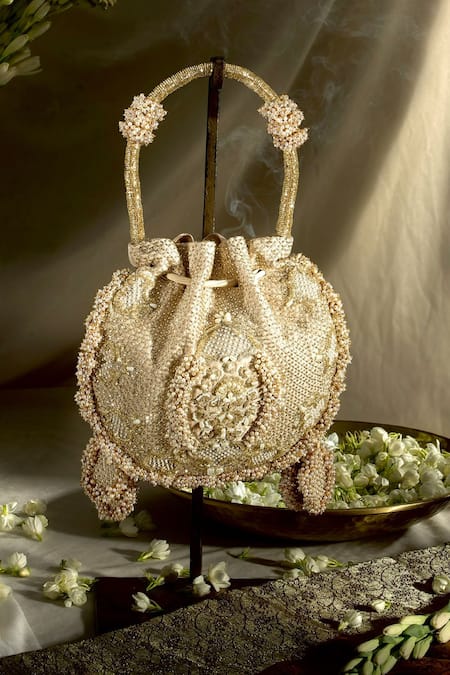 Ozel Suhani Moti Meadow Embellished Potli Bag 