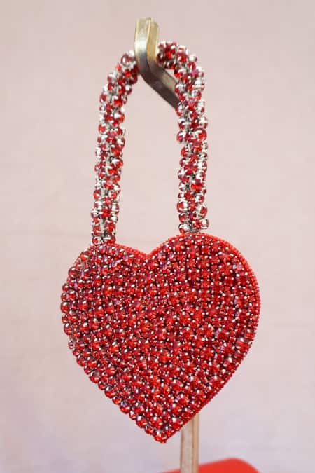 Ozel Rhinestone Studded Cute Heart Bag 