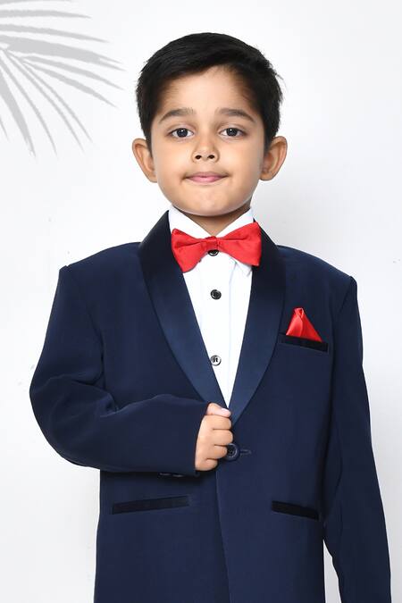 Buy_Petite Pomme_Blue Cotton, Polyester Solid Navy Coat Pant Set _Online_at_Aza_Fashions