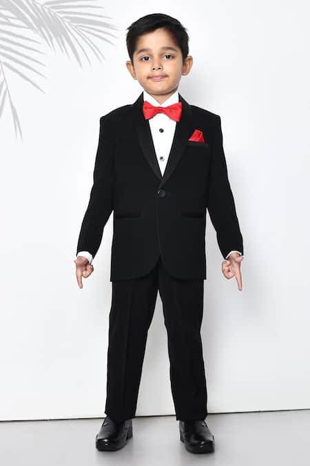 Petite Pomme Black Plain Coat Pant Set 