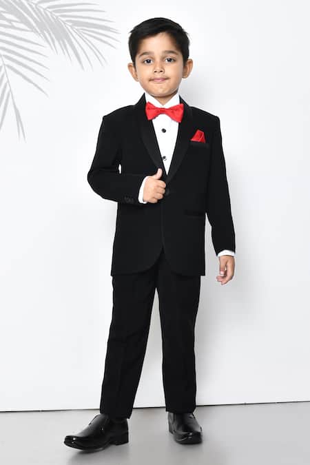 Buy_Petite Pomme_Black Cotton, Polyester Plain Coat Pant Set _Online_at_Aza_Fashions