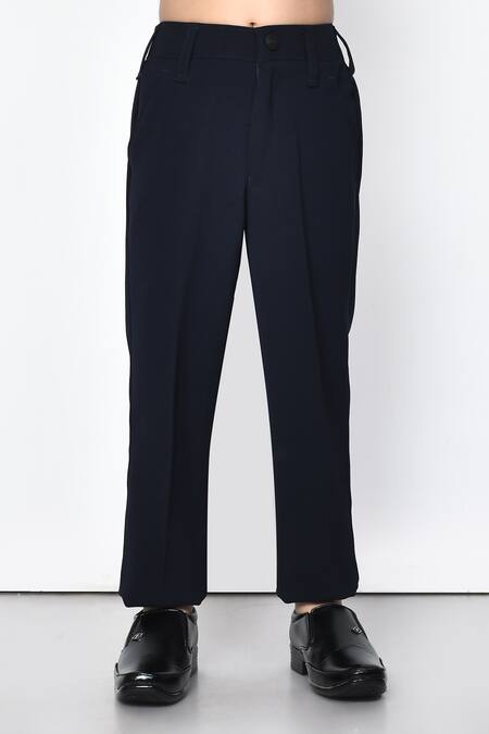 Petite Pomme_Blue Cotton, Polyester Beads Placed Embellished Coat Pant Set _Online_at_Aza_Fashions