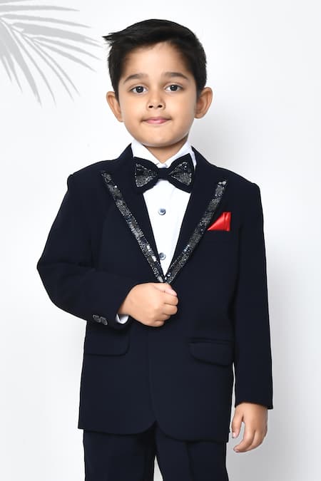 Petite Pomme Blue Cotton, Polyester Beads Placed Embellished Coat Pant Set at Aza Fashions Petite Pomme_Blue Cotton, Polyester Beads Placed Embellished Coat Pant Set _at_Aza_Fashions