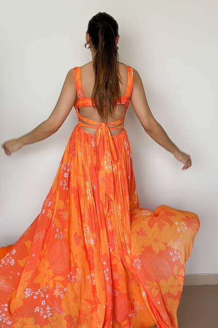 Harshita Singhvi Floral & Leaf Print Maxi Dress 