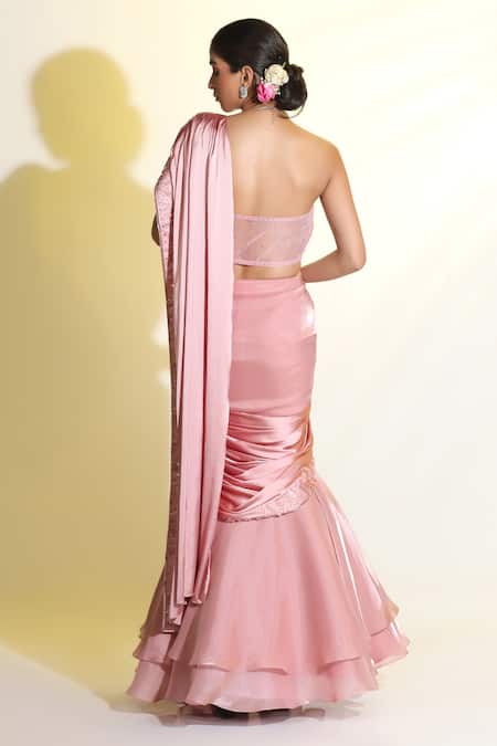 Meenagurnam Mermaid Draped Skirt Saree With Corset Blouse 