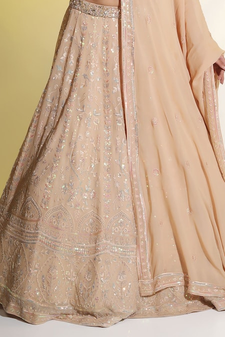 Buy Meenagurnam Beige Net, Georgette Sequins, Beads, Cut Flower Embellished Blouse Lehenga Set Online at Aza Fashions Buy_Meenagurnam_Beige Net, Georgette Sequins, Beads, Cut Flower Embellished Blouse Lehenga Set _Online_at_Aza_Fashions