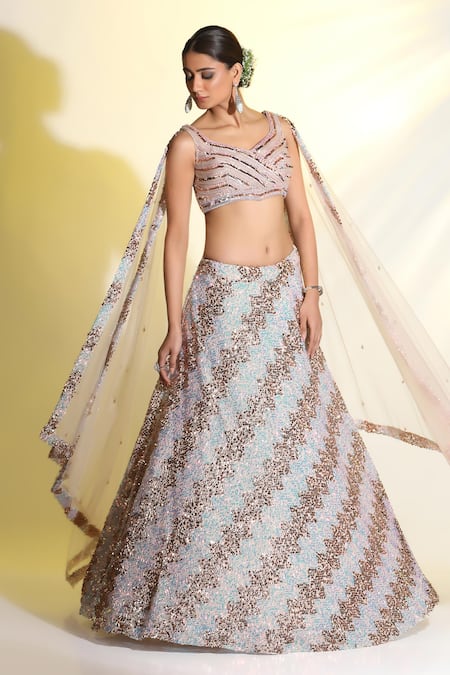 MeenaGurnam Sequin Embellished Lehenga Blouse Set 