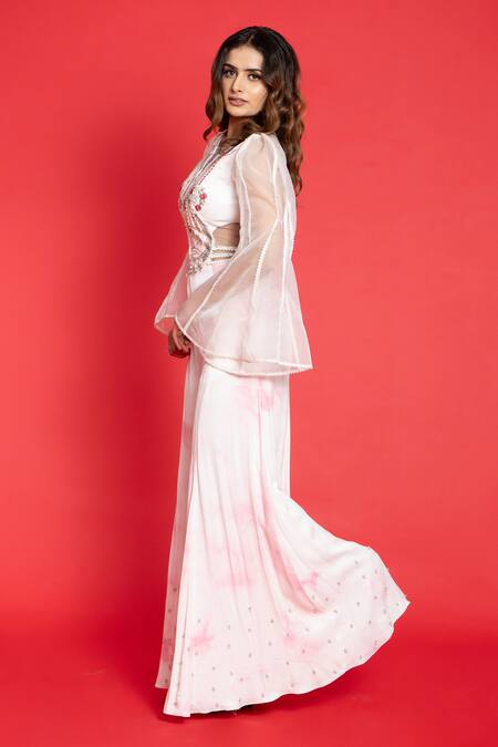 Shop Aurouss Pink Muslin Sequins Round Neck Resham Embroidered Bodice Jumpsuit Online at Aza Fashions Shop_Aurouss_Pink Muslin Sequins Round Neck Resham Embroidered Bodice Jumpsuit _Online_at_Aza_Fashions